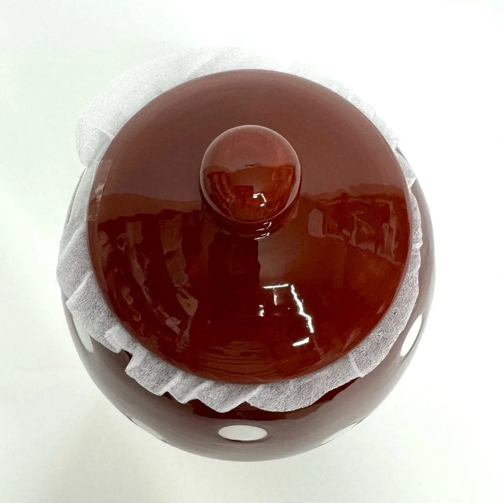 Ceramic Mushroom Canister Reddish Brown & Off White Food Safe New Nwt